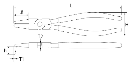 Kìm Mở Phe Mũi Cong Top Kogyo HB-125_drawing