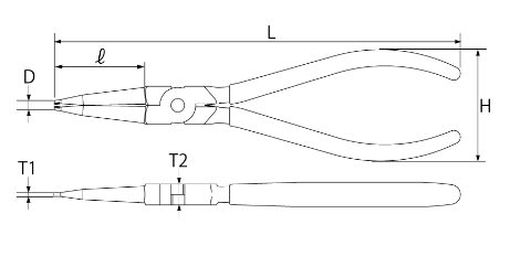 Kìm Mở Phe Mũi Thẳng Top Kogyo HS-125F_drawing