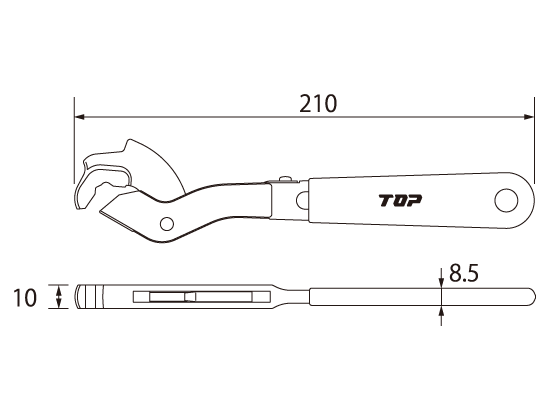 Cờ Lê Nhanh Cán Bọc Nhựa 17x24 mm Top Kogyo KSW-200_drawing