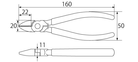 Kìm Cắt Dây Điện Top Kogyo NI-150_drawing