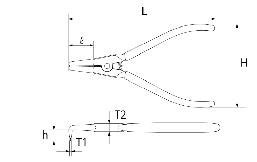 Kìm Mở Phe Mũi Cong Top Kogyo SB-175_drawing