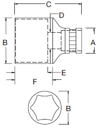 Đầu Tuýp 6 Cạnh 3/8In - 13mm SATA 12308_drawing