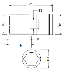 Đầu Tuýp 6 Cạnh 1/4In - 12mm SATA 11312_drawing