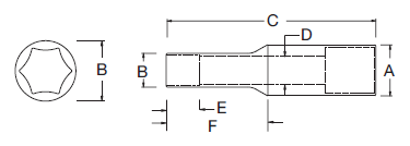 Đầu Tuýp Dài 6 Cạnh 3/8In - 15mm SATA 12408_drawing