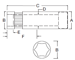 Đầu Tuýp 6 Cạnh 1/2In - 19mm SATA 13410_drawing