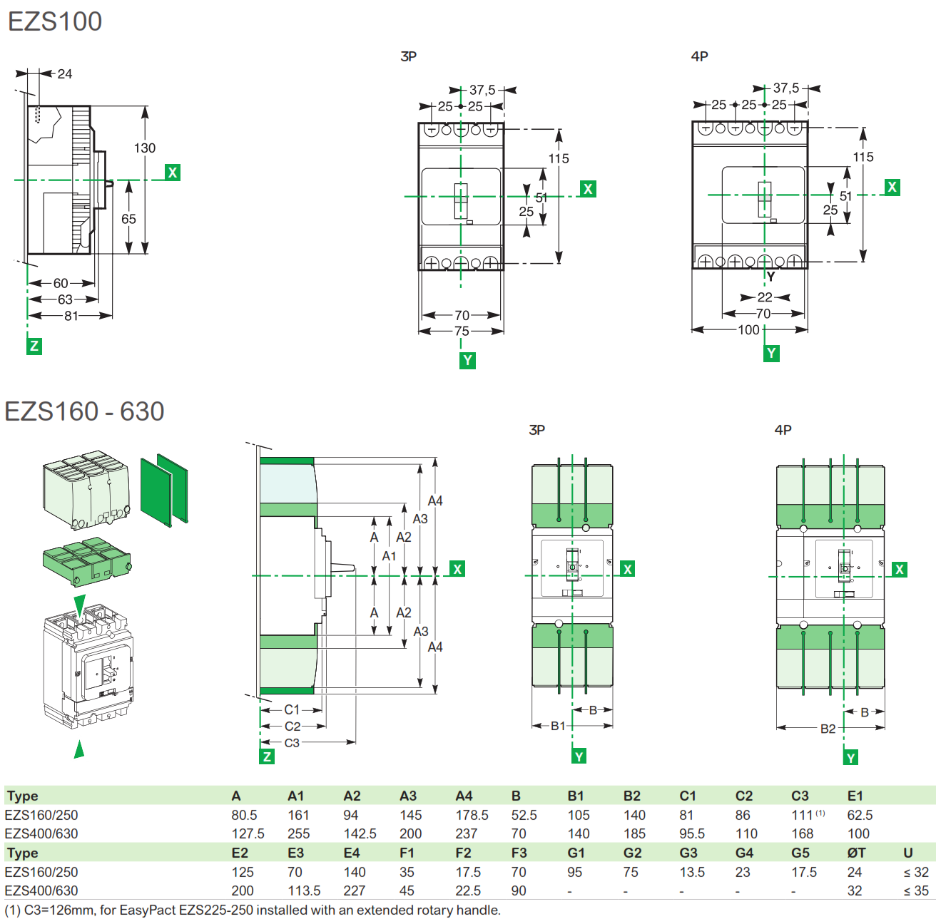 Cầu Dao MCCB CVS100B TM50D 3P3D Schneider LV510304_drawing