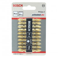 Mũi vít ngắn bộ 10 mũi PH2-65mm Bosch 2608521042