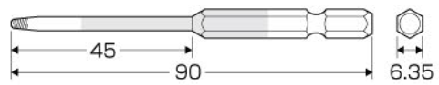 Mũi Tháo Vít Gỉ Đầu Bake 1 M2.5~M3 Anex ANHD-190_drawing