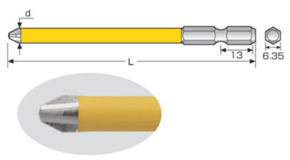 Mũi Vít Thân Nhỏ Ngăn Ngừa Đoản Mạch Đầu Dẹp 5 mm x 100 mm Anex ASPM1-5100_drawing