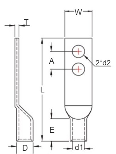 Đầu Cosse Đồng Trần 300 mm2 KST TLK300-10-2A_drawing