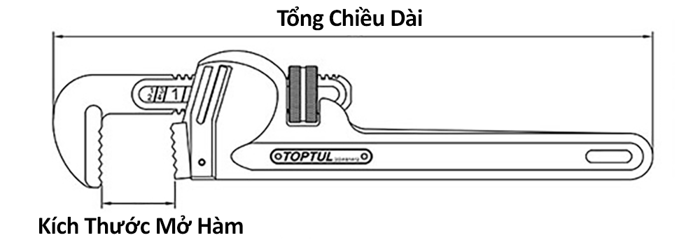 Mỏ Lết Răng, Kìm Nước 350 mm KTC PWA-350_drawing