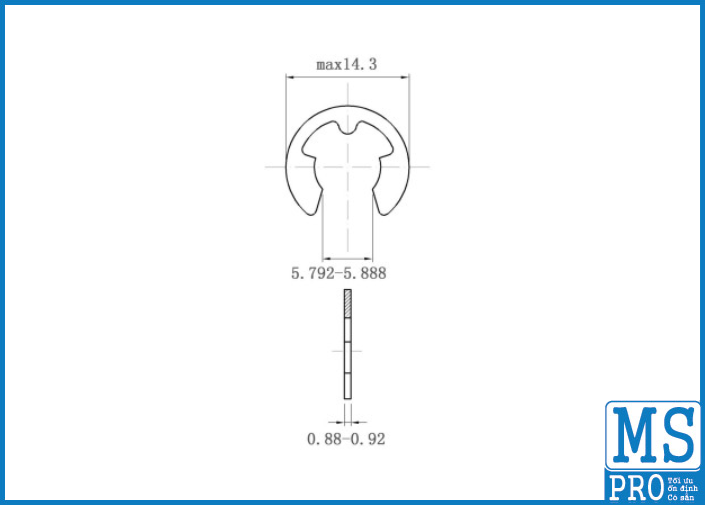 Phe Gài Trục Chữ E Inox 420 D7_drawing