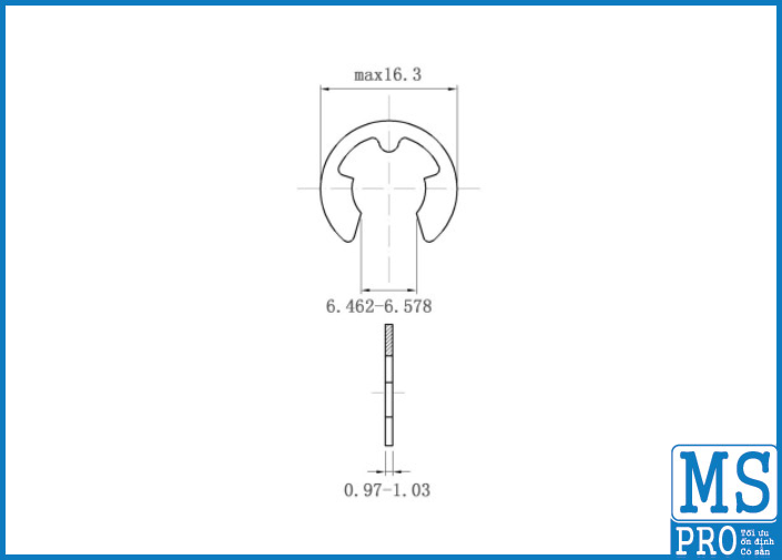 Phe Gài Trục Chữ E Inox 420 D8_drawing