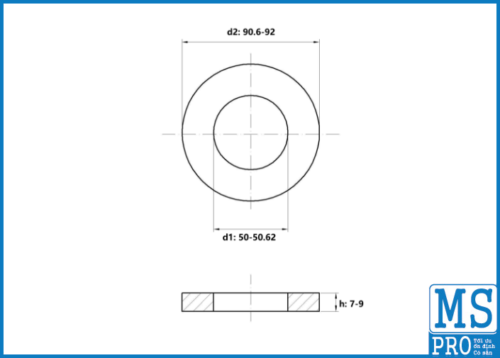 Lông Đền Phẳng Inox 304 DIN125 M48_drawing