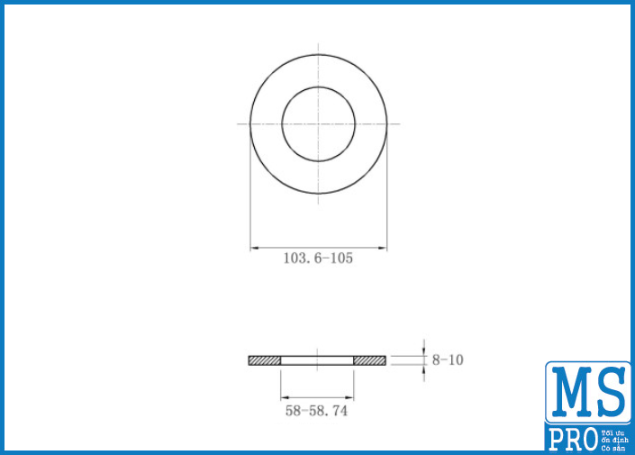Lông Đền Phẳng Inox 304 DIN125 M56_drawing