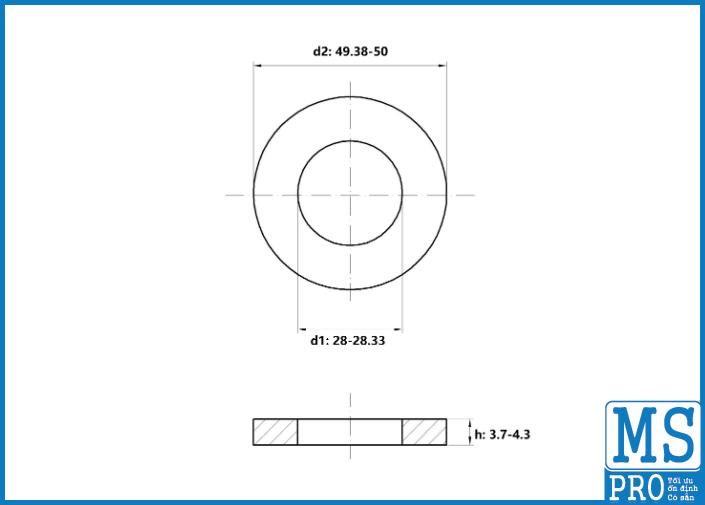 Lông Đền Phẳng Inox 316 DIN125 M27_drawing