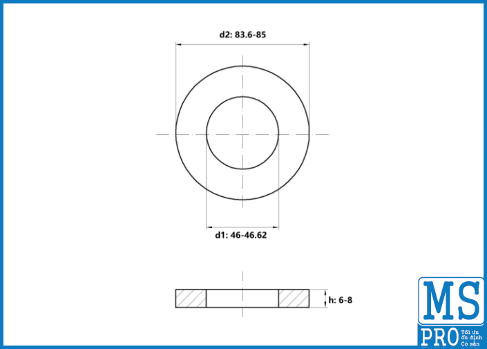 Lông Đền Phẳng Inox 316 DIN125 M45_drawing