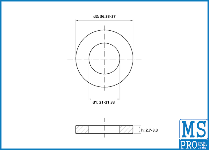 Lông Đền Phẳng Thép Đen DIN125 M20_drawing