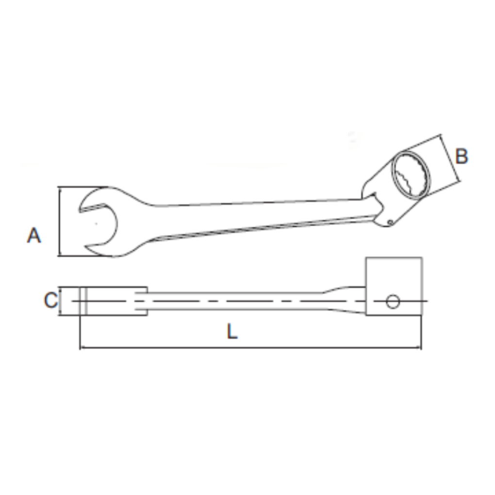 Cờ Lê 1 đầu miệng - 1 Đầu Tuýp Lắc léo17mm Sata 47605_drawing