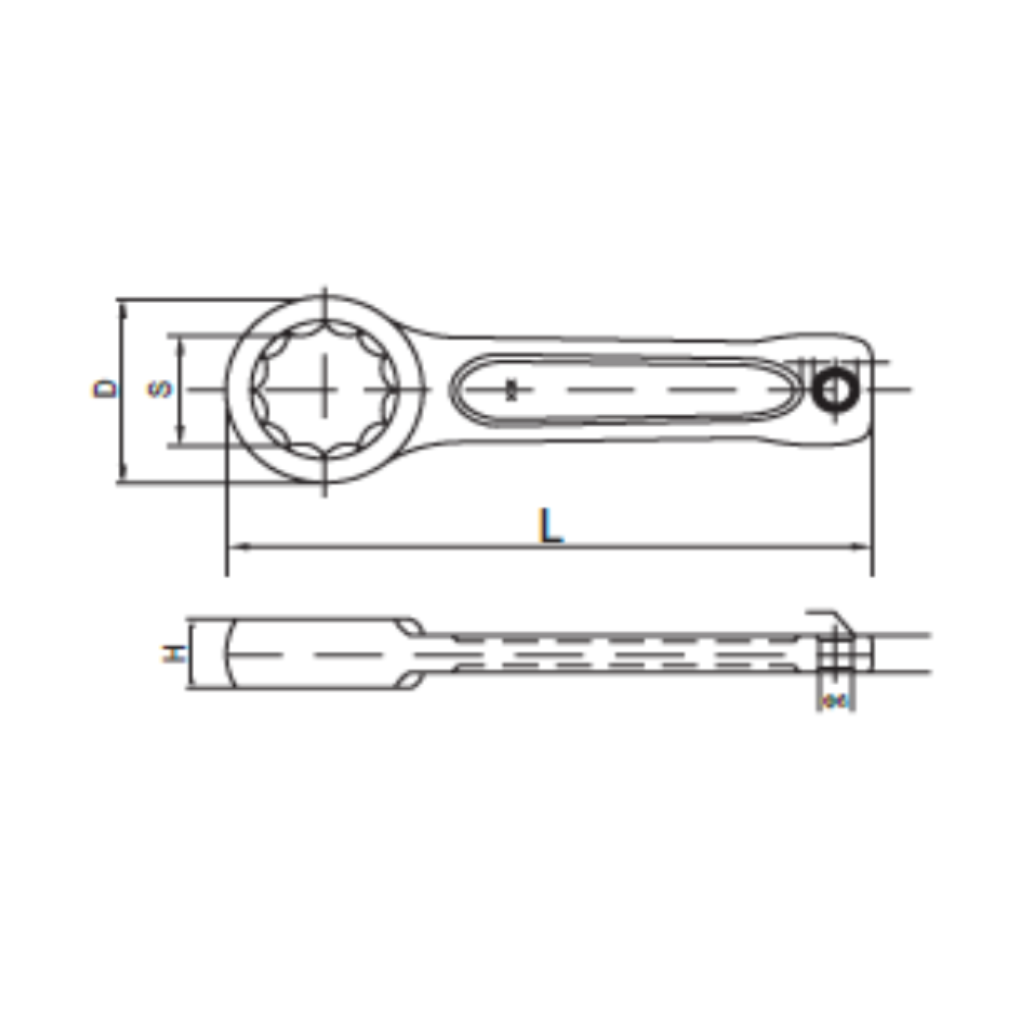 Cờ Lê Đóng 1 Đầu Vòng 12 Cạnh 36mm Sata 48509_drawing