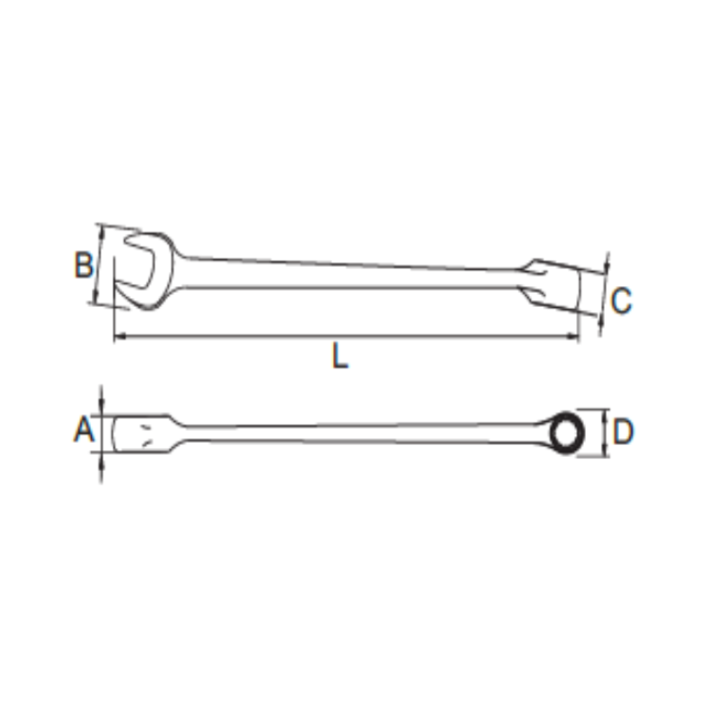 Cờ Lê Vòng Miệng 1/4 inch Sata 40101_drawing