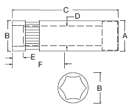 Đầu Tuýp Dài 1/2'' 6 Cạnh 17 mm SATA 13408_drawing
