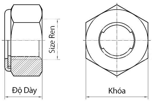 Tán Khóa Inox 304 DIN980M M6_drawing