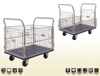 Xe Đẩy Hàng 4 Bánh (300Kg) Có Lưới Prestar NF-307 (1 Tầng, 2 Tay Đẩy)