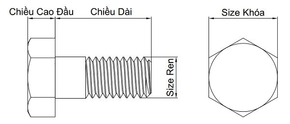 Bulong Đầu Lục Giác Thép Đen 8.8 DIN931 M12x250 Ren Lửng_drawing