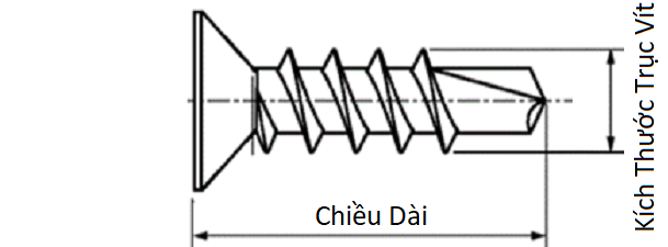 Vít Đuôi Cá Đầu Col Inox 304 4.2x38_drawing