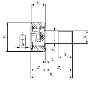 Vòng Bi Cam 5x13x9 mm IKO CF 5 BUUR_drawing