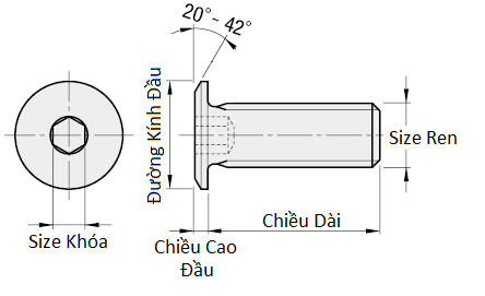 Lục Giác Chìm Đầu Cực Mỏng Inox 304 CBSTSR4-25_drawing