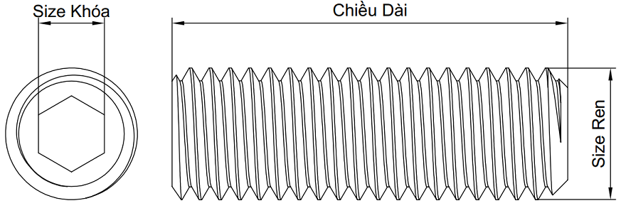 Vít Trí Đuôi Lõm Inox 304 UNC #4-40 x 3/16_drawing