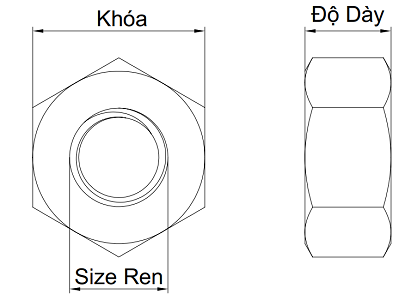 Tán Thép Mạ Kẽm 8.8 DIN934 M20_drawing