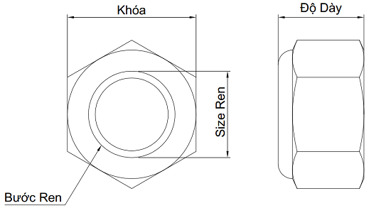 Tán Keo Inox 304 DIN985 M4_drawing