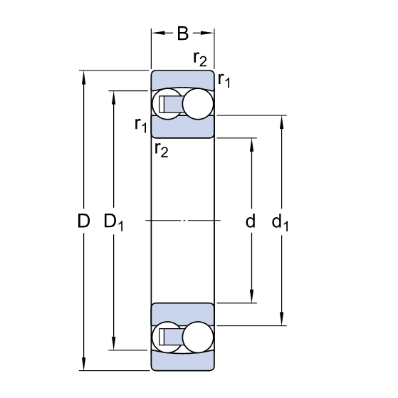 Vòng Bi Cầu Tự Lựa SKF 1202 ETN9_drawing
