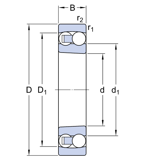 Vòng Bi Cầu Tự Lựa SKF 1206 EKTN9_drawing