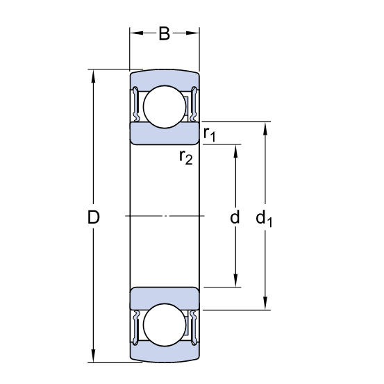 Vòng Bi Cầu Tự Lựa SKF 1726309-2RS1_drawing