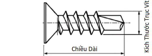 Vít Đuôi Cá Đầu Col Thép Mạ Kẽm (980-1000 Con) 4.2x25 (#8-20TPI)_drawing