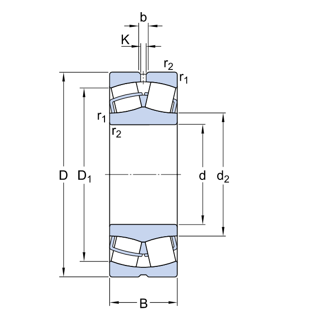 Vòng Bi Tang Trống SKF 22224 E_drawing