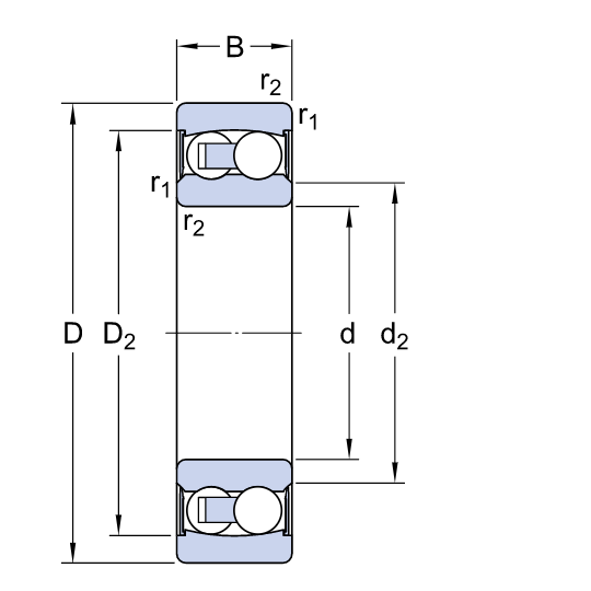 Vòng Bi Cầu Tự Lựa SKF 2310 E-2RS1TN9_drawing