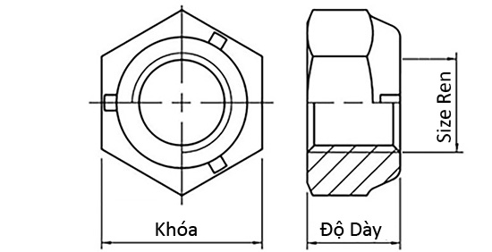 Tán Khóa Thép Mạ Kẽm DIN980V M6_drawing