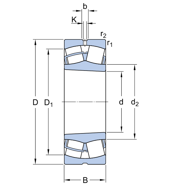 Vòng Bi Tang Trống SKF 22213 EK_drawing