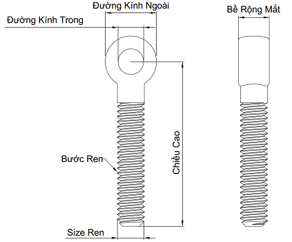 Bulong Mắt Inox 304 M16x75 (Eye Bolts)_drawing