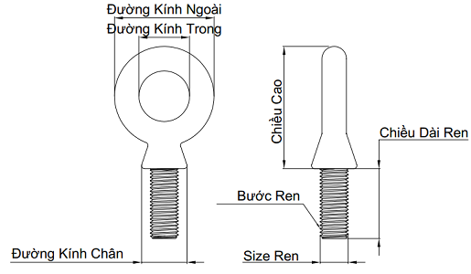 Bulong Vòng Inox 304 M16_drawing