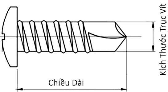 Vít Tự Khoan Đầu Tròn Inox 410 M4.8x13 (#10-16)_drawing