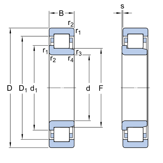 Vòng Bi Đũa Trụ 1 Dãy SKF NJ 204 EP/VA021_drawing