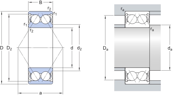 Vòng Bi Cầu Tiếp Xúc Góc 3201 A-2ZTN9/MT33_drawing