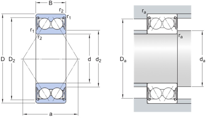 Vòng Bi Cầu Tiếp Xúc Góc 3208 A-2RS1TN9/MT33_drawing