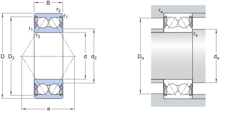 Vòng Bi Cầu Tiếp Xúc Góc 3310 A-2RS1_drawing